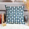 MangGou Blue Geometric Moroccan Tile Cushion Covers Dark Blue and White Lattice Square Sofa Pillow Cover Farmhouse Accent Pillow 20x20in White Linen (83nl80huk85k) view 3