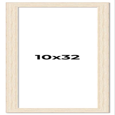 10x32 Frame White Real Wood Picture Frame Width 1.5 Inches | Interior Depth 0.5 Inches | Barn White Distressed Photo Frame Complete with UV Acrylic, Foam Board Backing & Hanging Hardware