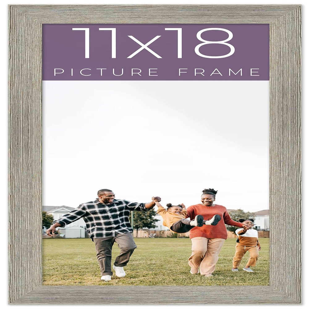 11x18 Frame Grey Real Wood Picture Frame Width 1.5 Inches | Interior Frame Depth 0.5 Inches | Barn Grey Distressed Photo Frame Complete with UV Acrylic, Foam Board Backing & Hanging Hardware