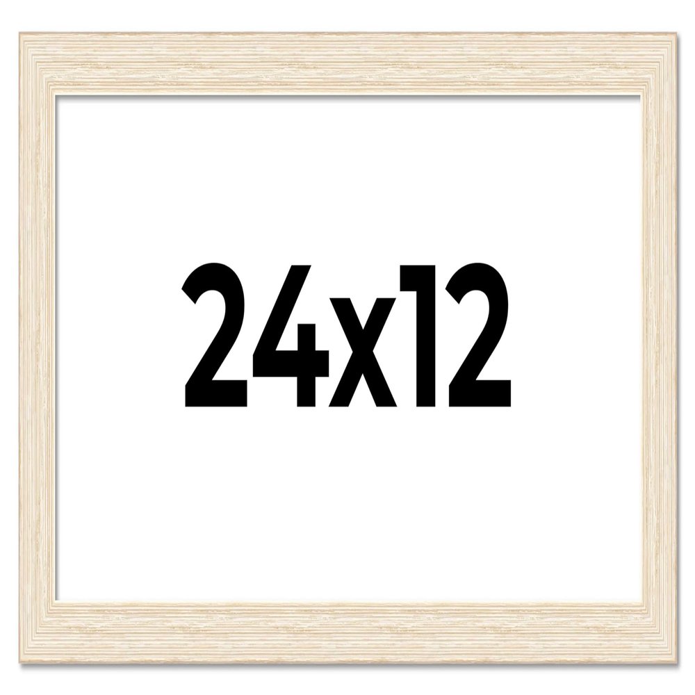 24x12 Frame White Real Wood Picture Frame Width 1.5 Inches | Interior Depth 0.5 Inches | Barn White Distressed Photo Frame Complete with UV Acrylic, Foam Board Backing & Hanging Hardware
