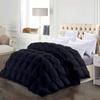 The OutNeT Black Pinch Pleated Comforter Oversized King (116x98Inch), 3 Pieces(1 Pintuck Comforter and 2 Pillowcases) Pintuck Cotton Down Alternative Comforter Bedding Set view 2