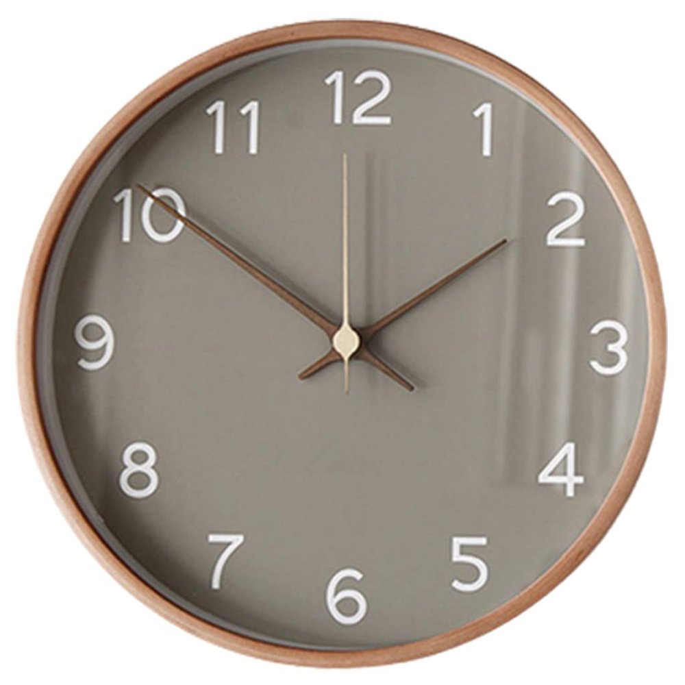 Battery Bedroom Wall Clock Solid Wood Farmhouse Clock Modern Silent Wall Clock Battery Operated Sweep Second Movement Non-Ticking Non Ticking