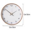 Battery Bedroom Wall Clock Solid Wood Farmhouse Clock Modern Silent Wall Clock Battery Operated Sweep Second Movement Non-Ticking Non Ticking view 2