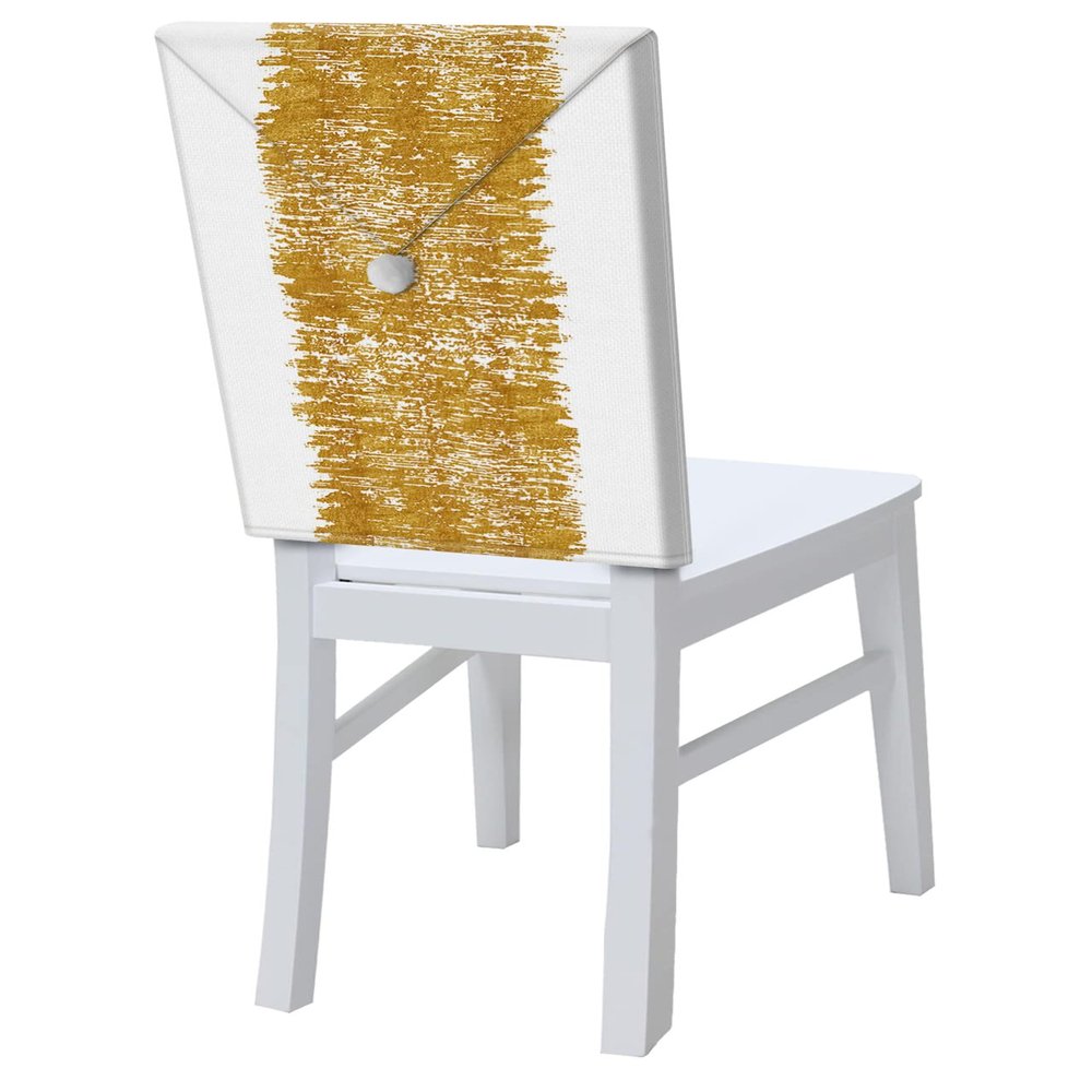 Abstract Gold Striped Chair Back Cover for Dining Room,Santa Hat Chair Slipcovers Set of 4, Aesthetic Golden on White Washable Kitchen Chair Back Covers for Home Dinner Party Events Minimalist