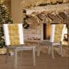 Abstract Gold Striped Chair Back Cover for Dining Room,Santa Hat Chair Slipcovers Set of 4, Aesthetic Golden on White Washable Kitchen Chair Back Covers for Home Dinner Party Events Minimalist view 4