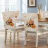 Farm Pumpkins Chair Back Cover for Dining Room Set of 6 Halloween Vegetable Pumpkin Kitchen Chair Protecter Slipcovers for Holiday Party,Weeding,Banquet,Events Vintage Linen Plant Texture view 1