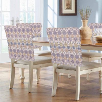 Bohemian Mandala Dining Chair Cover 4 Pack Removable Chair Back Covers Abstract Tribal Floral Washable Kitchen Chairs Back Slipcover for Home/Office/Hotel/Restaurant Geometric