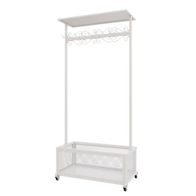 LXBAMKEA Men's Belt Display Stand, Tie Racks, Floor Standing Retail Business Organizer Racks, Multi-Functional Shawls Purse Handbag Scarf Umbrella Storage Commercial Shelves (Color : White, Size : 7
