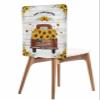 Farmhouse Dining Chair Cover 4 Pack Removable Chair Back Covers Country Spring Sunflowers on Red Car Washable Kitchen Chairs Back Slipcover for Home/Office/Hotel/Restaurant USA Truck Wood Board view 1