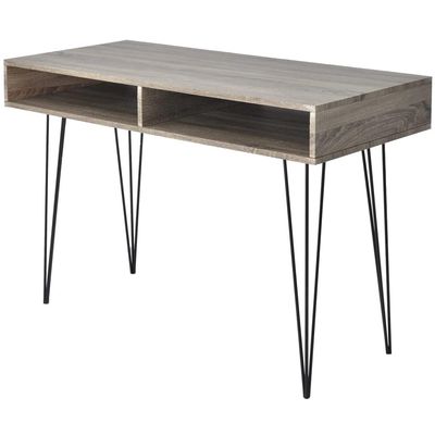 BUKSCYJS Gaming Computer Deskfor Home Office,Sturdy Writing Table and Hobby Workstation,Easy Assembly,Desk with 2 Compartments Gray