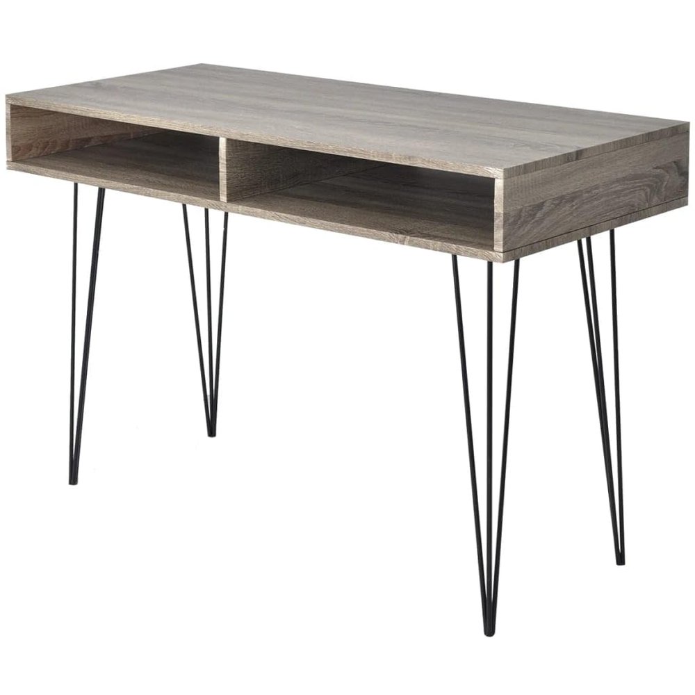 BUKSCYJS Gaming Computer Deskfor Home Office,Sturdy Writing Table and Hobby Workstation,Easy Assembly,Desk with 2 Compartments Gray