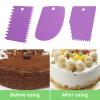 Cake Scraper, Cake Smoother Scraper Set, Dough Scraper Icing Scraper Polisher Tool, Cake Decorating Comb, Icing Smoother Plastic Sawtooth Cake Icing Kitchen Baking Cake Edge (Purple) view 4