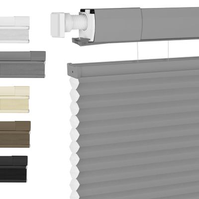 BERISSA Top Down Bottom Up Cordless Cellular Shades No Tools No Drill Blinds for Windows Shades for Indoor Windows Easy to Install,24" W x 56" H (Light Filtering) Light Gray