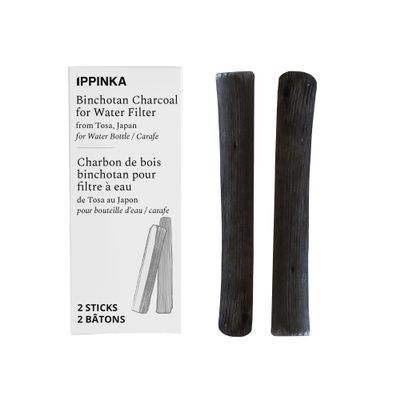 Portable Binchotan Charcoal from TOSA, Japan - Water Purifying Sticks for Great-Tasting Water, 2 Sticks - Each Stick Filters a Personal-Sized Water Bottle