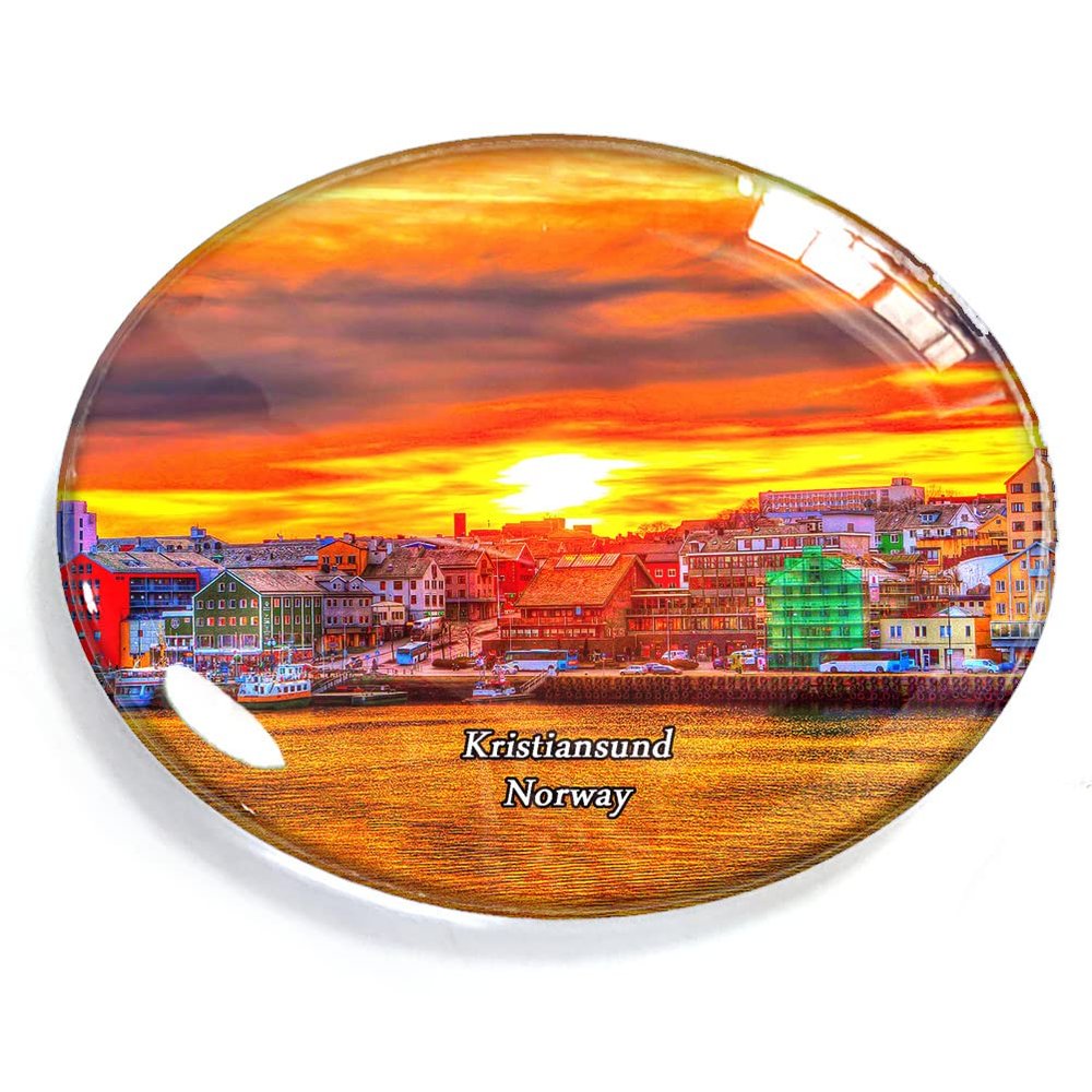 Kristiansund Norway Magnet Fridge Refrigerator Freezer Magnet Sticker Souvenir Decorations Oval Crystal Magnet Kitchen Whiteboard