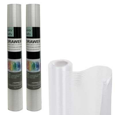 2 Roll Non Adhesive Drawer Liner No Slip Grip Ribbed 12"X30" Shelf Mat Pad Clear 2 Rolls Clear Ribbed Shelf Drawer Liner Cover Non Slip Cushion Grip Tool Box Mat Pad 12" Wide X 30" Long Approx Lining