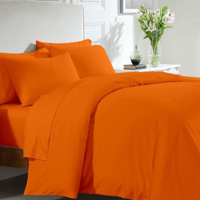 All Star Linen Oversized King Duvet Cover Set 5PCS Hidden Zipper Closure, 100% Egyptian Cotton Ultra Soft Light Weight Orange Duvet Cover Oversized King (116'' x 98'')