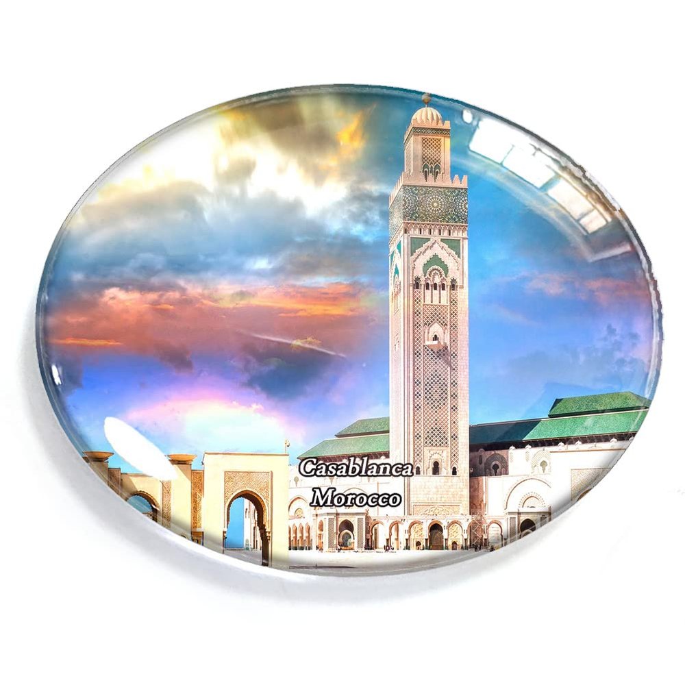 Casablanca Morocco Magnet Fridge Refrigerator Freezer Magnet Sticker Souvenir Decorations Oval Crystal Magnet Kitchen Whiteboard