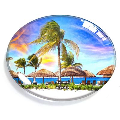 Akumal Mexico Magnet Fridge Refrigerator Freezer Magnet Sticker Souvenir Decorations Oval Crystal Magnet Kitchen Whiteboard