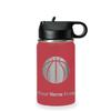 LaserGram Personalized Water Bottle, Basketball Ball, Stainless Steel Double Wall Vacuum Insulated with Flip Top Straw, Custom Engraved Gift (12oz / 335ml Maroon) view 1