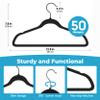 Fontaines Luxury Kid's Black Velvet Felt Non Slip Clothes Hangers 50 Pack - Ultra Slim & Space Saving - Heavy Duty Swivel Black Hook for Children's Clothing, Shirt, Dress, Skirt & Pants Organization view 3