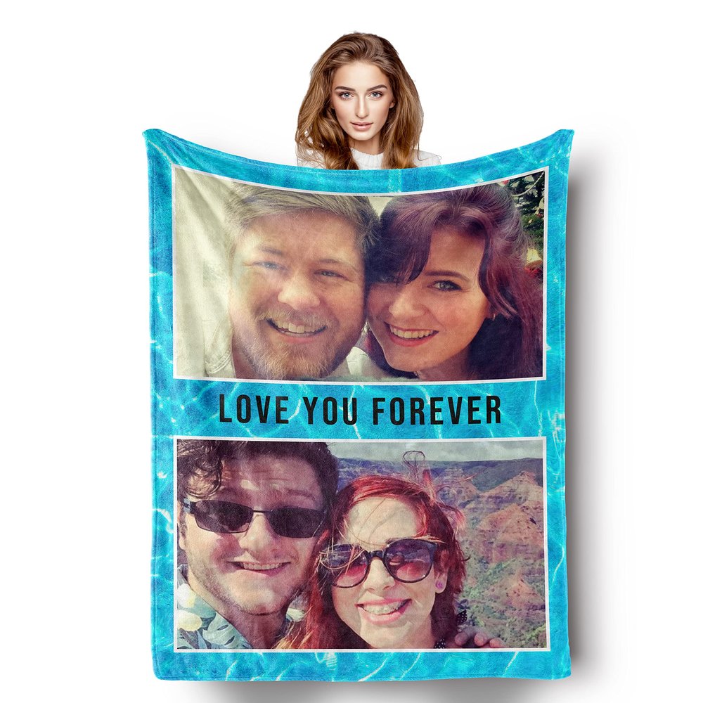 Custom Blankets with Photos Personalized Picture Collage Blanket Soft Using My Own Photos Custom Gifts for Christmas Family Friends Couple Gifts - 40"50"