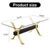 Modern Rectangular Glass Dining Table for 6-8 with Tempered Glass Tabletop and Gold Plated Metal Legs for Kitchen Dining Room (Gold3) view 2