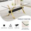 Modern Rectangular Glass Dining Table for 6-8 with Tempered Glass Tabletop and Gold Plated Metal Legs for Kitchen Dining Room (Gold3) view 3