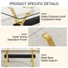 Modern Rectangular Glass Dining Table for 6-8 with Tempered Glass Tabletop and Gold Plated Metal Legs for Kitchen Dining Room (Gold3) view 4