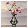 AOPPLSOT Green and Gold Ceramic Vase, Modern Aesthetic Room Decor, Flower Vase for Table Decoration Wedding, Living Room,Office,Bedroom Decoration,A Green view 1