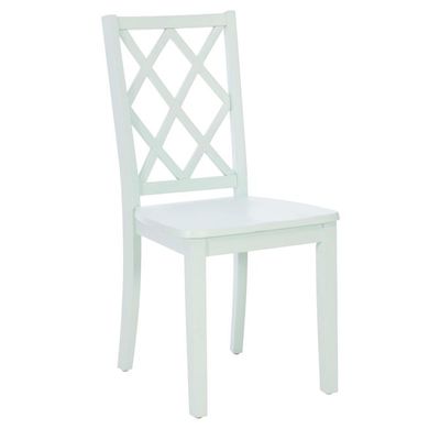 Linon Nico Wood Side Chair Lattice Back Design in Crisp Mint Green Finish