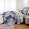 VIVILINEN Oversized King Size Quilt Set 128x120 Navy Blue Grey Bedspread Plaid Patchwork Extra Wide Super King Quilted Coverlet Bedding Set 3-Piece Reversible Lightweight Bed Cover Comforter Set view 4
