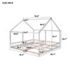 Twin Kids House Shaped Low Platform Beds, Wood Floor Bed Frame for Boys, Girls. 2 in 1. The First Choice for Your Child's Bedroom! (White#U) view 2