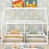 Twin Kids House Shaped Low Platform Beds, Wood Floor Bed Frame for Boys, Girls. 2 in 1. The First Choice for Your Child's Bedroom! (White#U) view 3