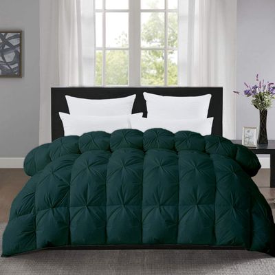 The OutNeT Teal 1Pc Pinch Pleated Comforter Oversized California King (108x98Inch), Cooling Blanket for Hot Sleepers, Night Sweats. Hypoallergenic, Machine Washable, All Season Duvet Insert