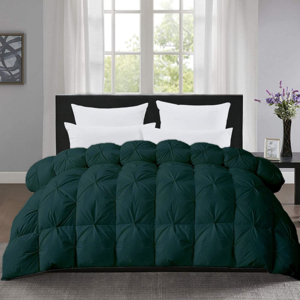 The OutNeT Teal 1Pc Pinch Pleated Comforter Oversized California King (108x98Inch), Cooling Blanket for Hot Sleepers, Night Sweats. Hypoallergenic, Machine Washable, All Season Duvet Insert