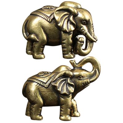 HOMSFOU Brass Elephant Statue Vintage Elephant Decor Space-Saving Desktop Animal Figurine