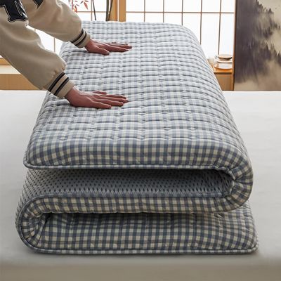 5Cm Thick Full Size Futon Mattress,Jacquard Washed Cotton Japanese Floor Mattress,Non Slip Student Dormitory Sleeping Bed Mattress Topper Folding Mat,Blue,Full/120x200cm