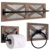Autumn Alley Farmhouse Toilet Paper Holder, Towel Ring for Bathroom, Farmhouse Towel Rack Holder Set, 3PCS, Wall Mount for Farmhouse Bathroom Decor and Accessories, Rustic Wooden, Brown view 1