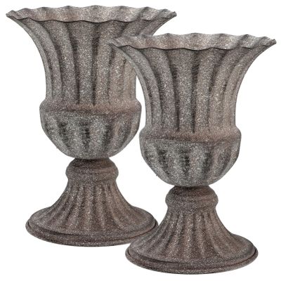 HOMSFOU 2pcs Cemetery Memorial Vase Outdoor Table Decor Pillar Planter Artifical Arrangement Wedding Plants Cemetery Vase Iron Child Bouquet European Style