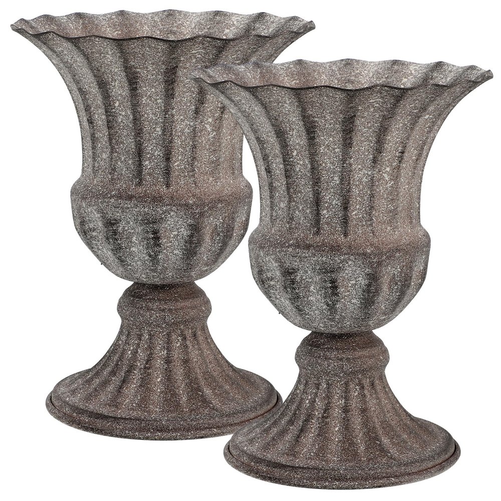 HOMSFOU 2pcs Cemetery Memorial Vase Outdoor Table Decor Pillar Planter Artifical Arrangement Wedding Plants Cemetery Vase Iron Child Bouquet European Style