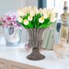 HOMSFOU 2pcs Cemetery Memorial Vase Outdoor Table Decor Pillar Planter Artifical Arrangement Wedding Plants Cemetery Vase Iron Child Bouquet European Style view 3