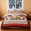 Merry Christmas Kids Duvet Cover Set Twin Size,Cute Gnomes Snowflake Romantic Bedding Set,Girls Boys Adults Room/Cabin Decor,Geometric Grids Retro Comforter Cover,Rustic Quilt Cover,1 Pillowcase view 2