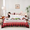 Merry Christmas Kids Duvet Cover Set Twin Size,Cute Gnomes Snowflake Romantic Bedding Set,Girls Boys Adults Room/Cabin Decor,Geometric Grids Retro Comforter Cover,Rustic Quilt Cover,1 Pillowcase view 3