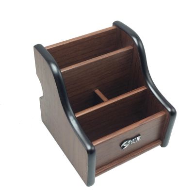 REPYL Creative Wood Board Remote Control Storage Box Phone Knife Pen Coffee Table Stand Desktop Board Storage Box Brown