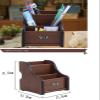 REPYL Creative Wood Board Remote Control Storage Box Phone Knife Pen Coffee Table Stand Desktop Board Storage Box Brown view 2