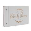 Wedding Guest Book, Personalized Leather Guest Book for Bride & Groom | White | Customized Signing, Registry Book for Visitors, Bridal Shower, Party - 60 Pages - D8 view 1