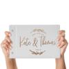 Wedding Guest Book, Personalized Leather Guest Book for Bride & Groom | White | Customized Signing, Registry Book for Visitors, Bridal Shower, Party - 60 Pages - D8 view 2