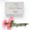Wedding Guest Book, Personalized Leather Guest Book for Bride & Groom | White | Customized Signing, Registry Book for Visitors, Bridal Shower, Party - 60 Pages - D8 view 3