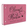Wedding Guest Book, Personalized Leather Guest Book for Bride & Groom | Pink | Customized Signing, Registry Book for Visitors, Bridal Shower, Party - 60 Pages - D3 view 1